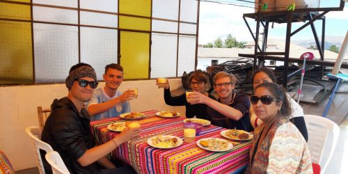 students eating ceviche